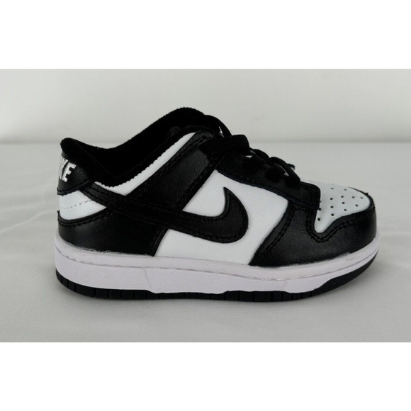 Nike Dunk Low Retro White Black Panda (TD) Sneaker Shoe Kids Size 7C New CU1727 - Picture 2 of 8